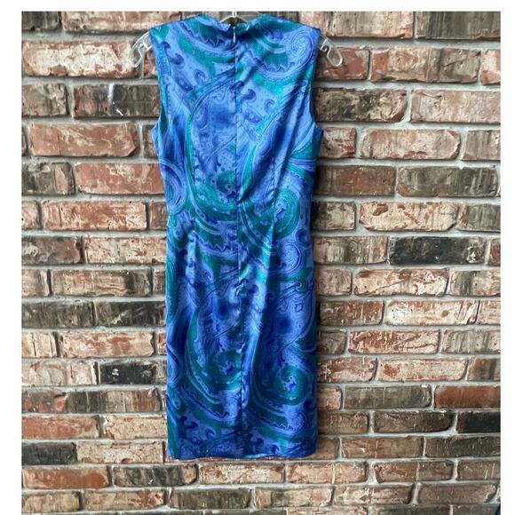 Ralph Lauren Paisley Dress Size 2 Satin Dress Faux Wrap Cocktail Party Event - Picture 5 of 5